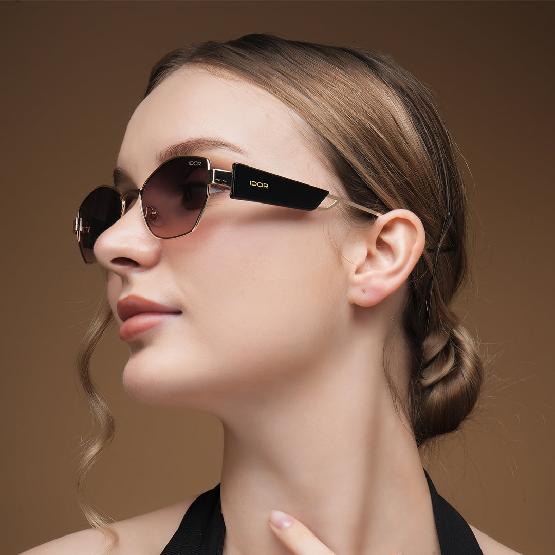 IDOR Premium Metal High Quality Sunglass for Women | IDOR-69286