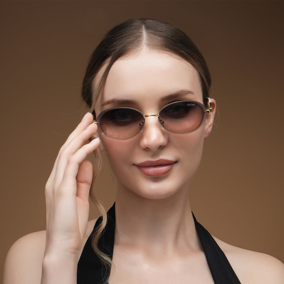IDOR Premium Metal High Quality Sunglass for Women | IDOR-2612